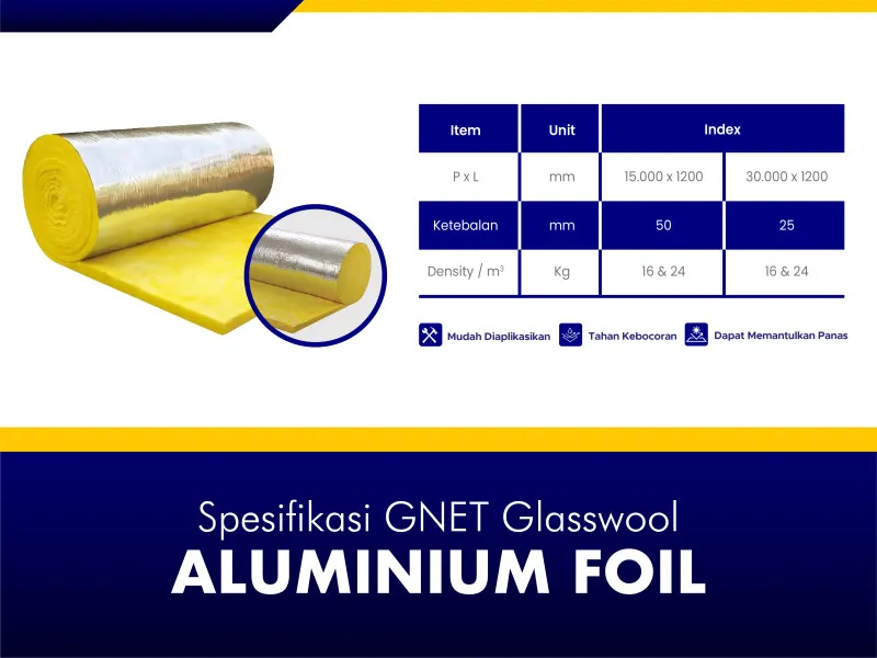 Spesifikasi Produk GNET GLASSWOOL ALUMINIUM FOIL