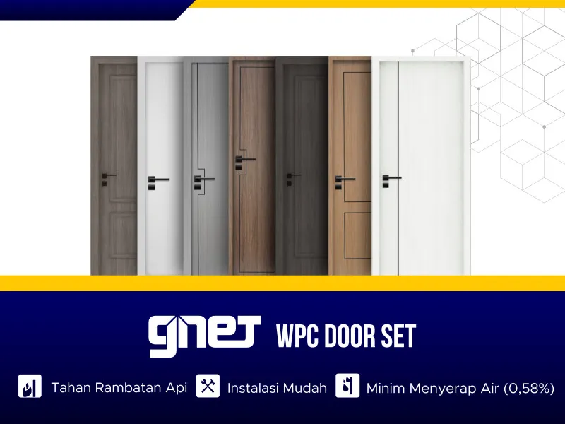 GNET WPC Door tahan rambatan api, mudah diinstalasi, dan minim menyerap air
