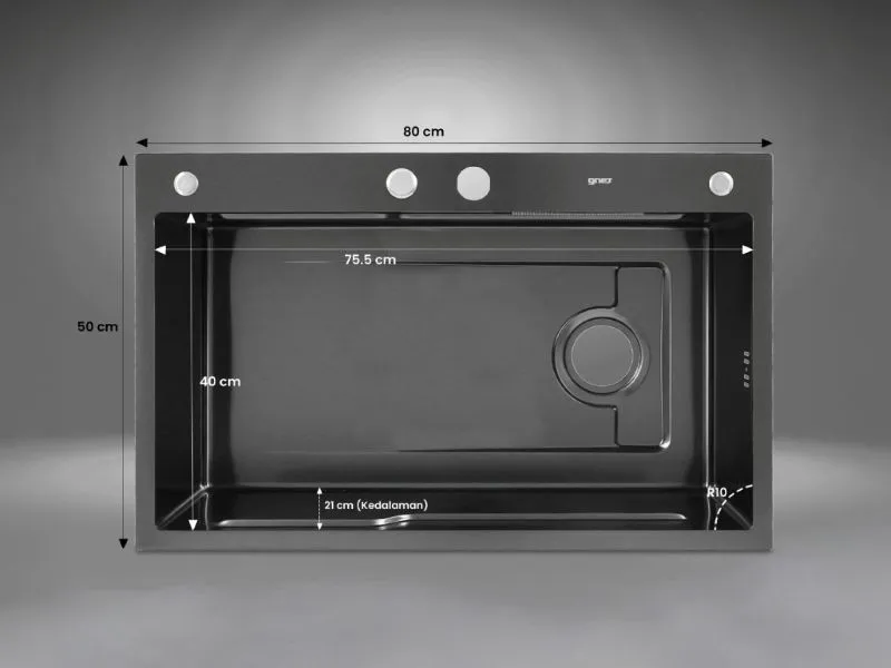 Ukuran Kitchen Sink H-8050TS5 BK
