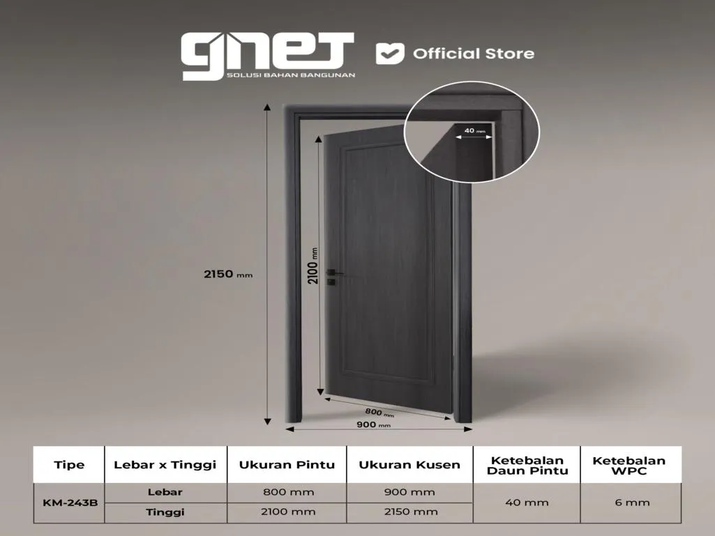 GNET WPC Door Set Tipe KM-244B Spesifikasi