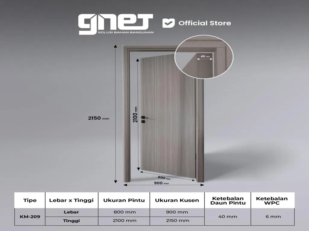 GNET WPC Door Set Tipe KM-209 Spesifikasi