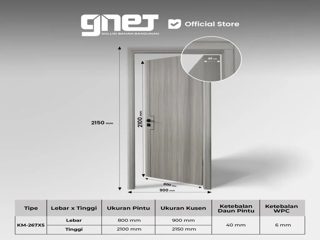 GNET WPC Door Set Tipe KM-267X5 Spesifikasi