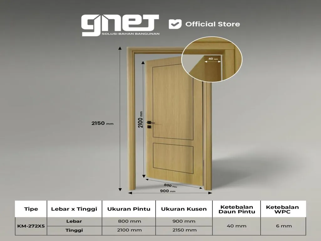 GNET WPC Door Set Tipe KM-272X5 Spesifikasi