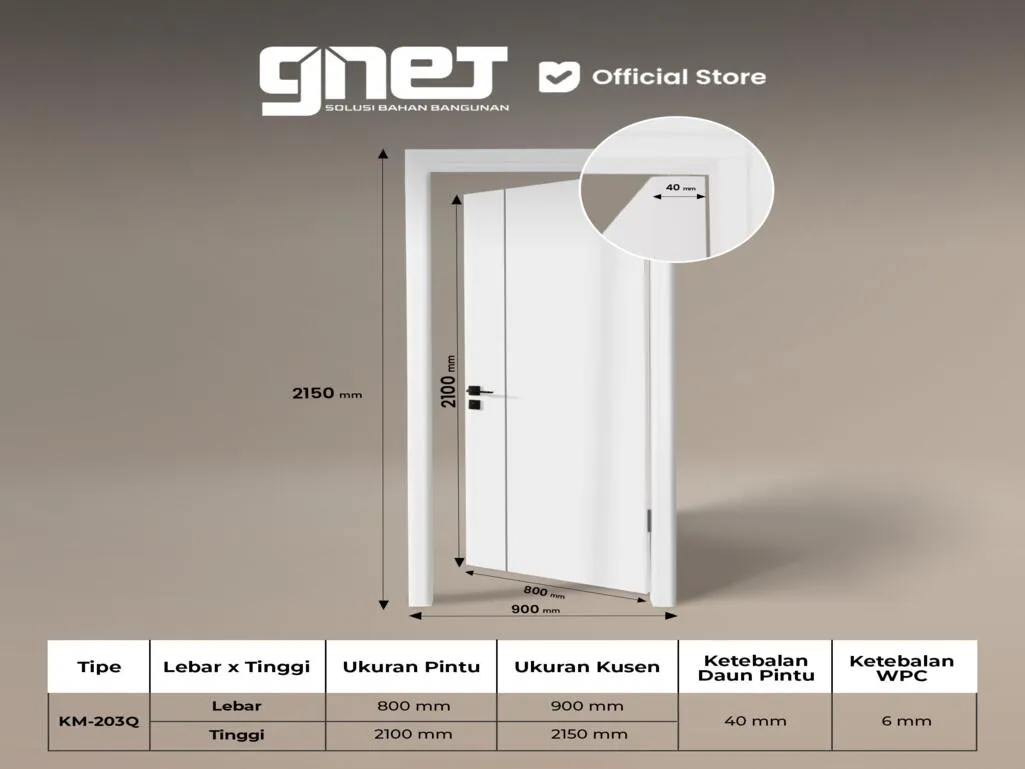 GNET WPC Door Set Tipe KM-203Q Spesifikasi