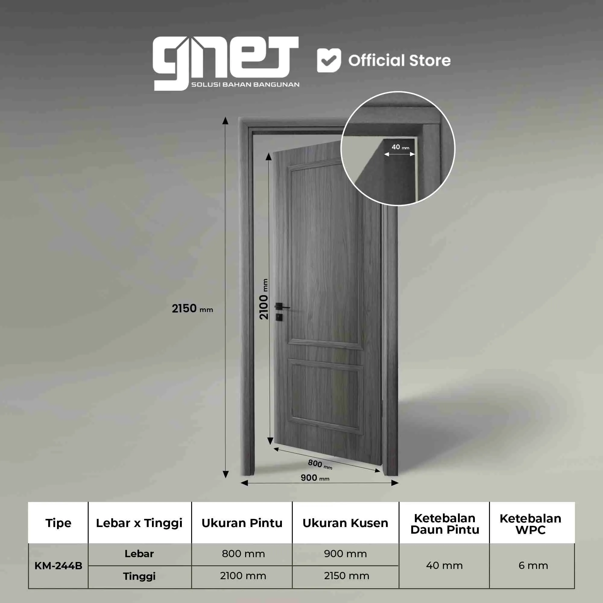 GNET WPC Door Set Tipe KM-244B Spesifikasi