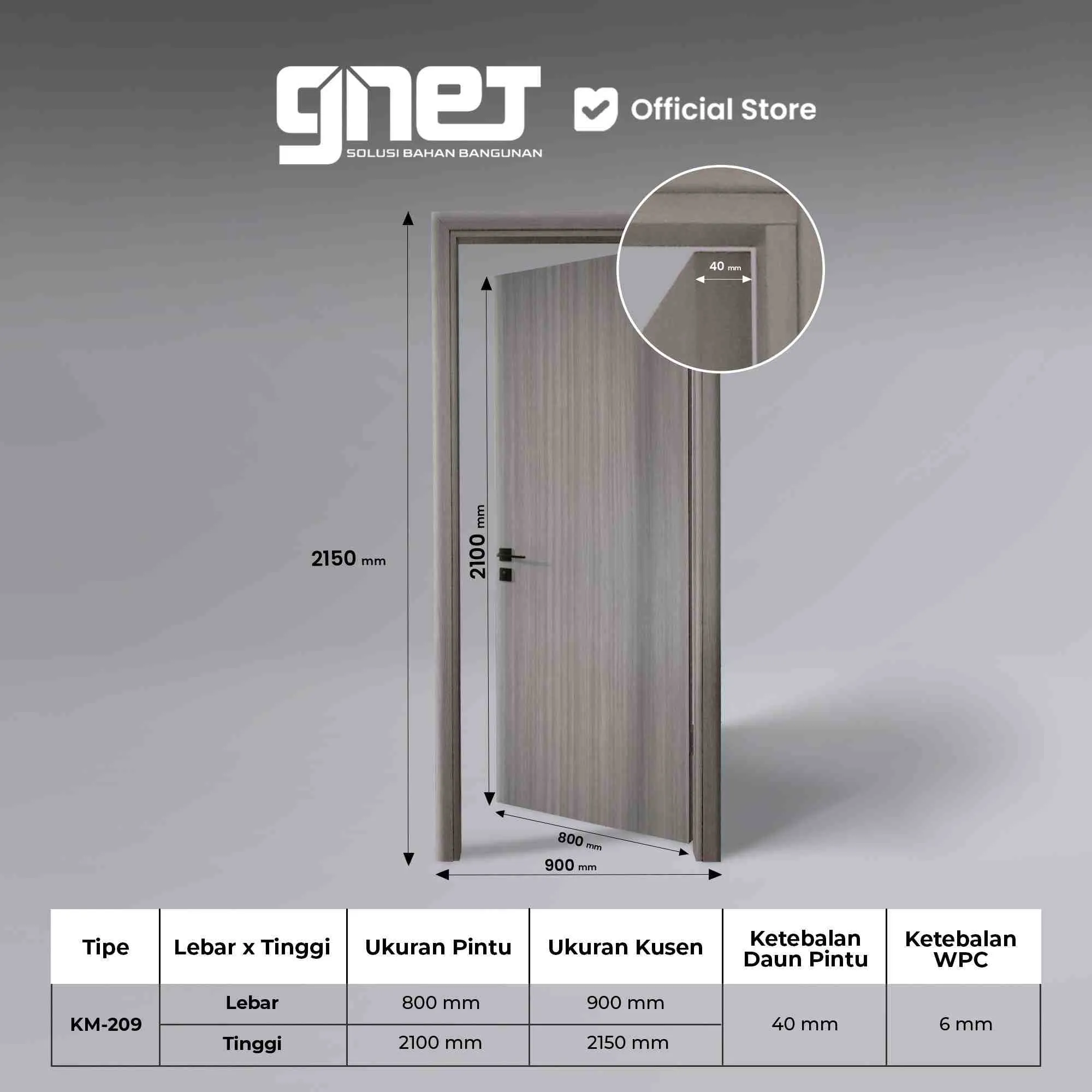 GNET WPC Door Set Tipe KM-209 Spesifikasi