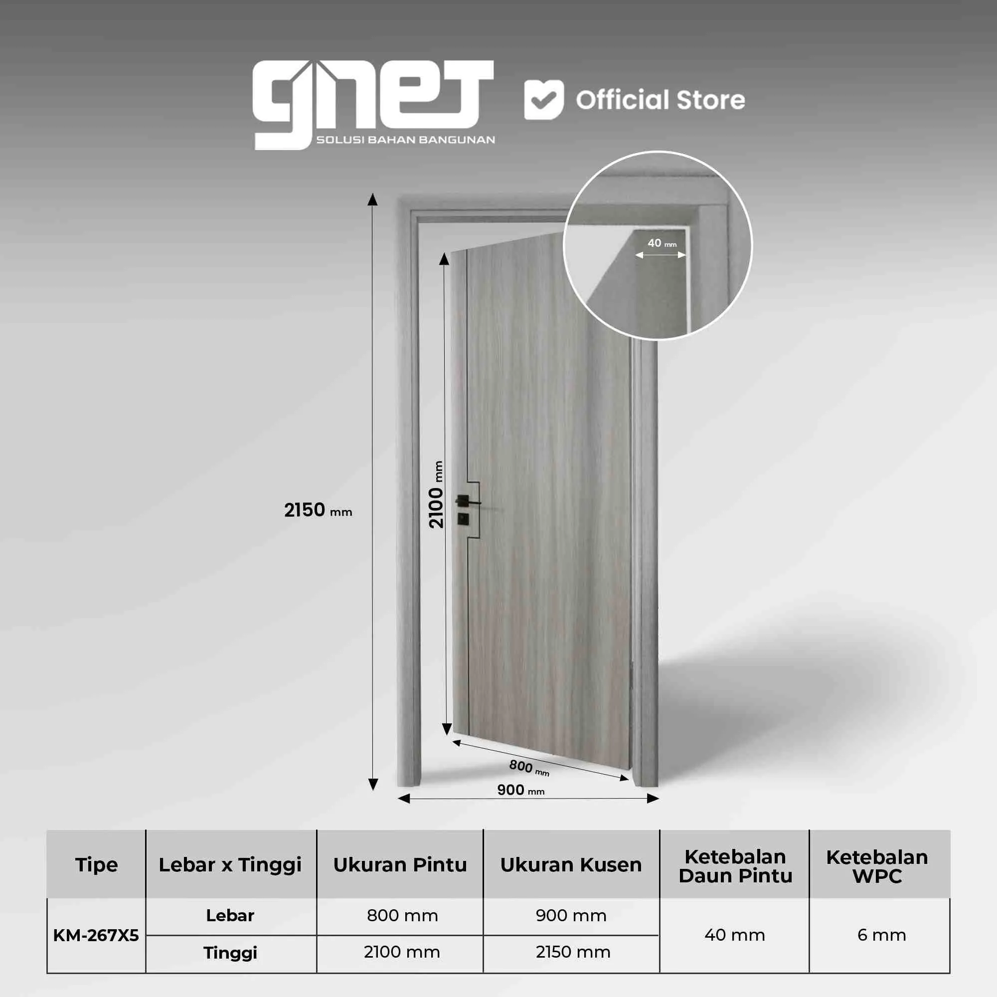 GNET WPC Door Set Tipe KM-267X5 Spesifikasi