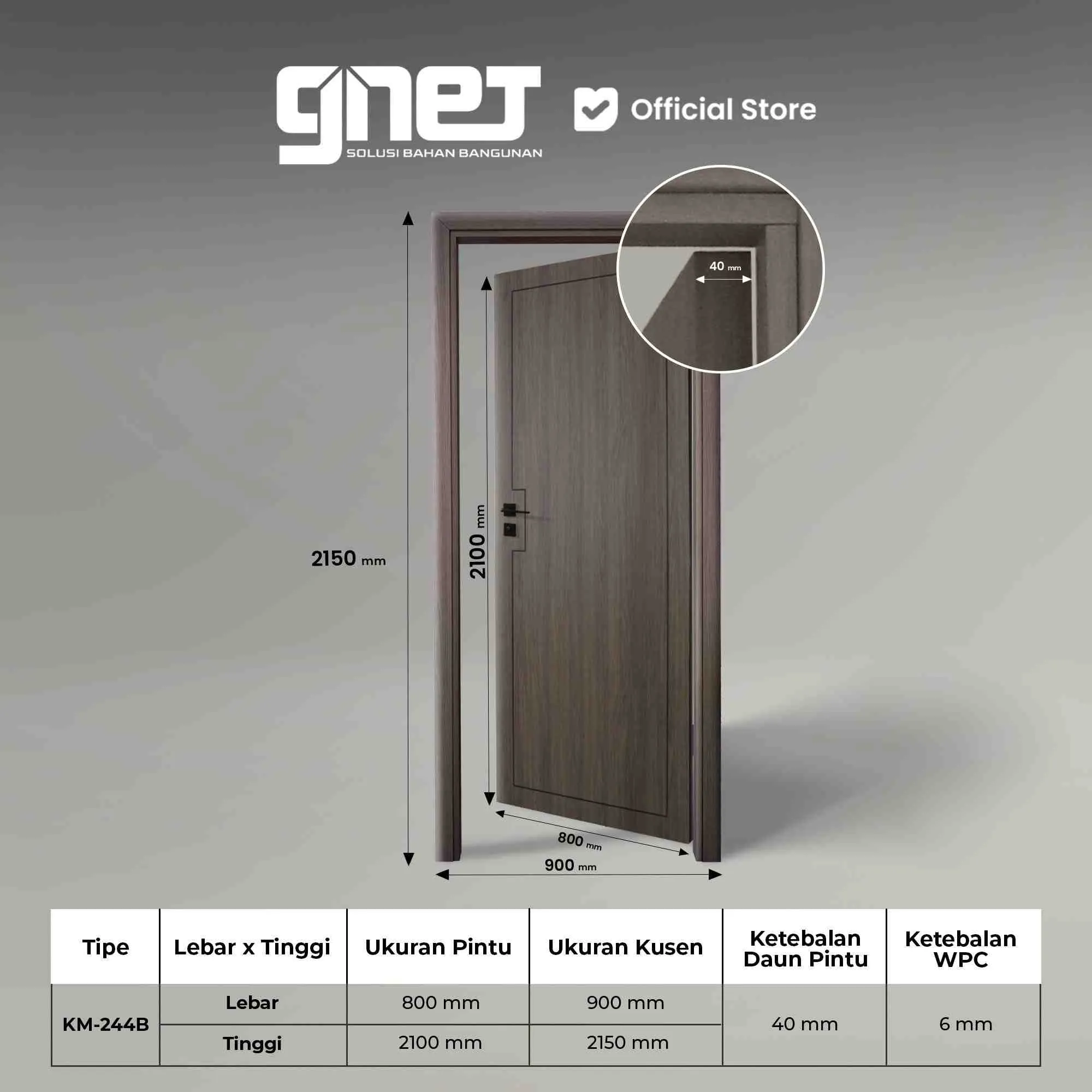 GNET WPC Door Set Tipe KM-266X5 Spesifikasi