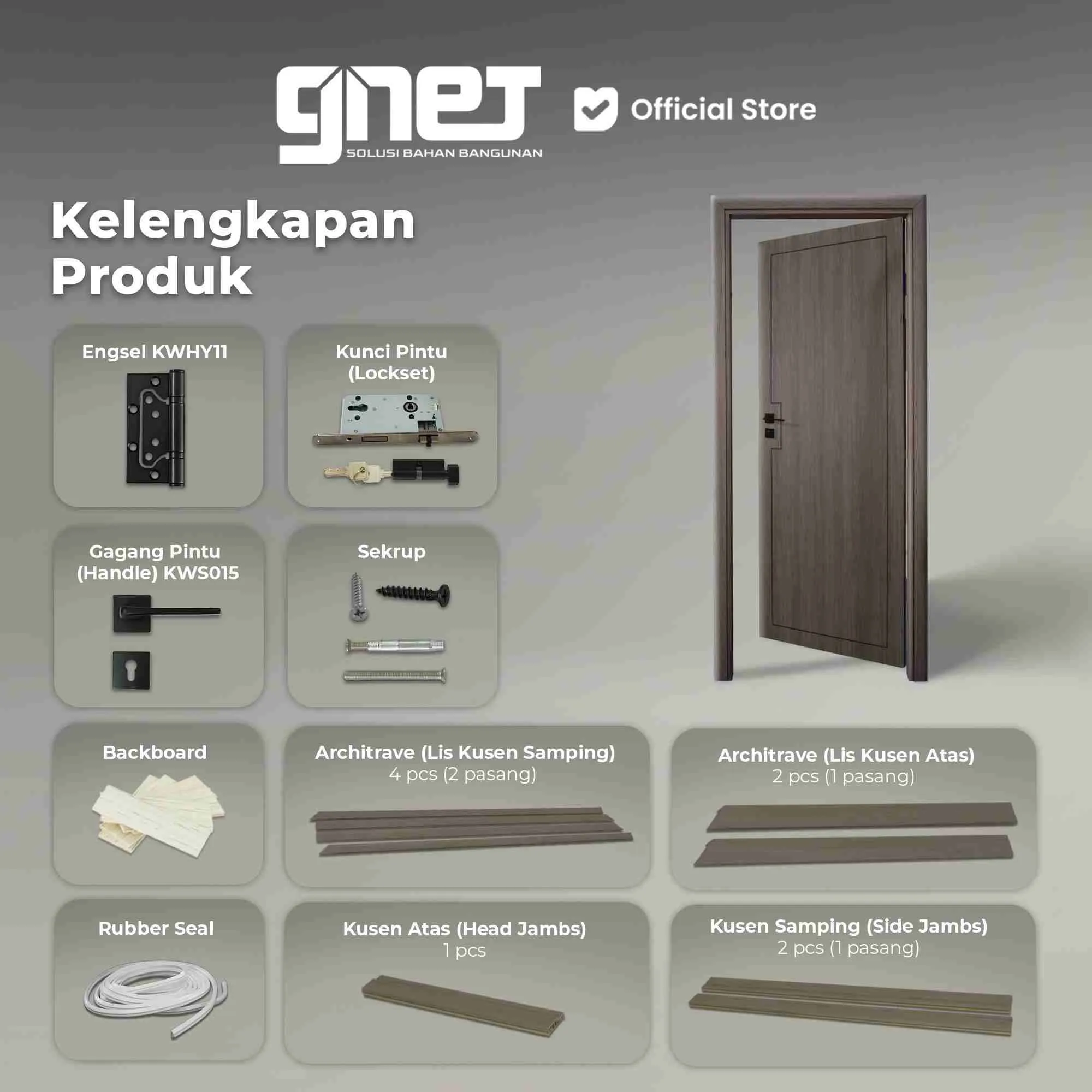 Kelengkapan Produk GNET WPC Door Set Tipe 266X5