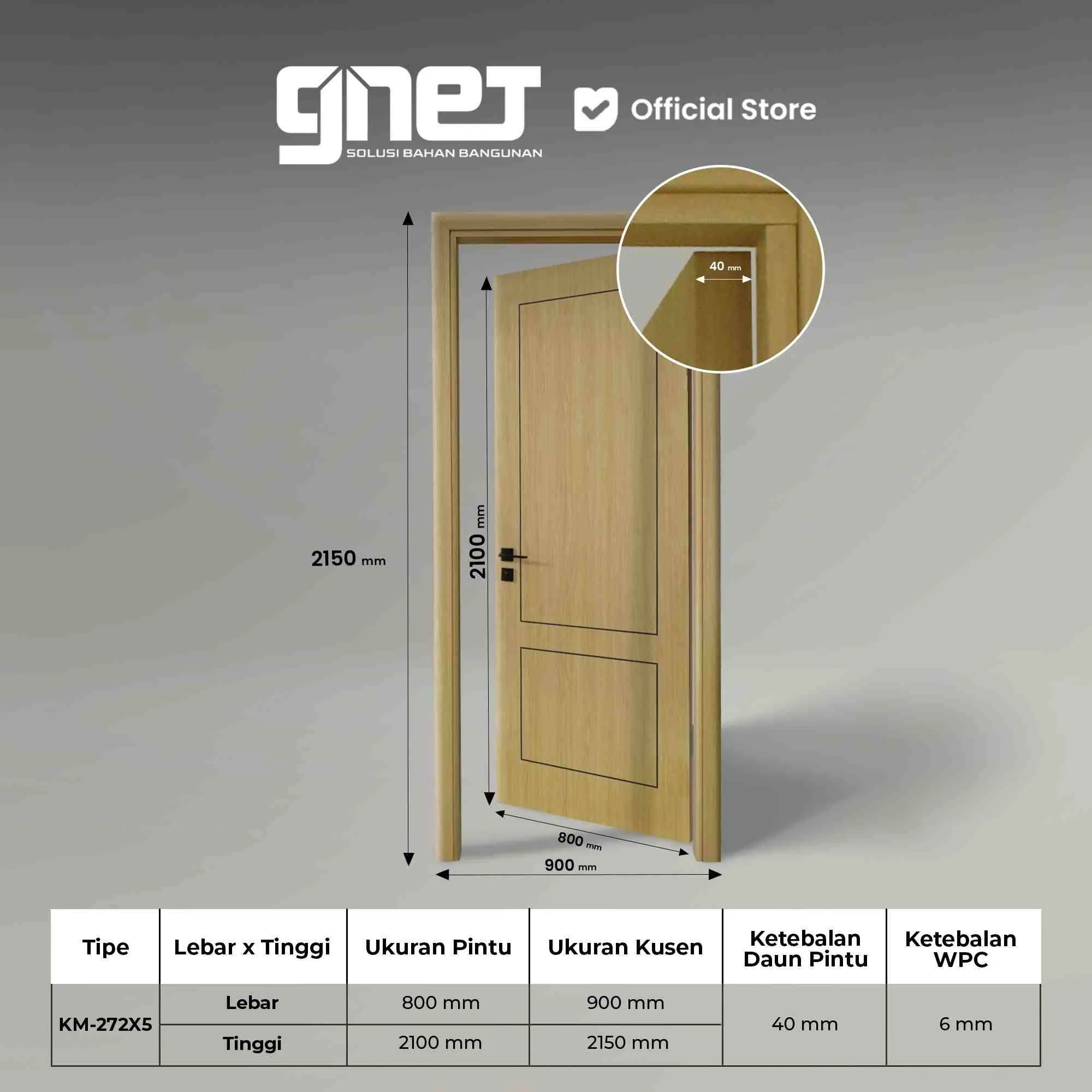 GNET WPC Door Set Tipe KM-272X5 Spesifikasi