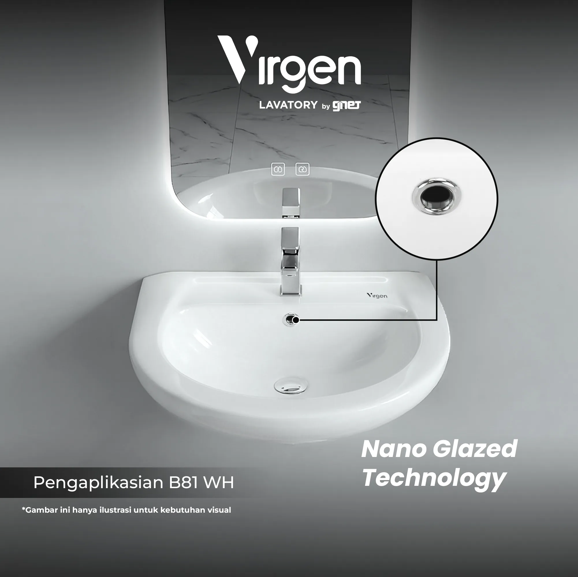 Contoh Pengaplikasian Virgen Lavatory B81 WH