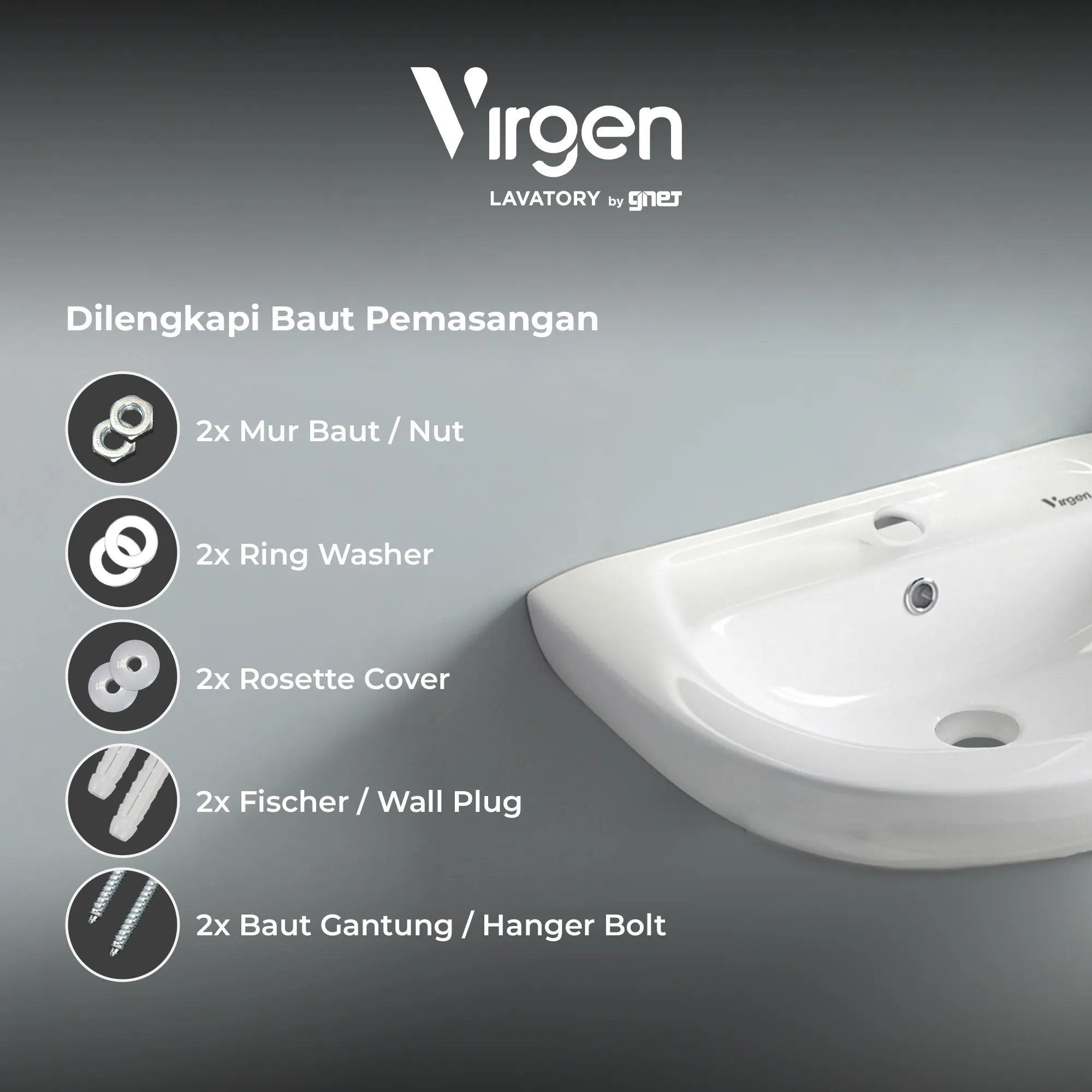 Kelengkapan Produk Virgen Lavatory B81 WH