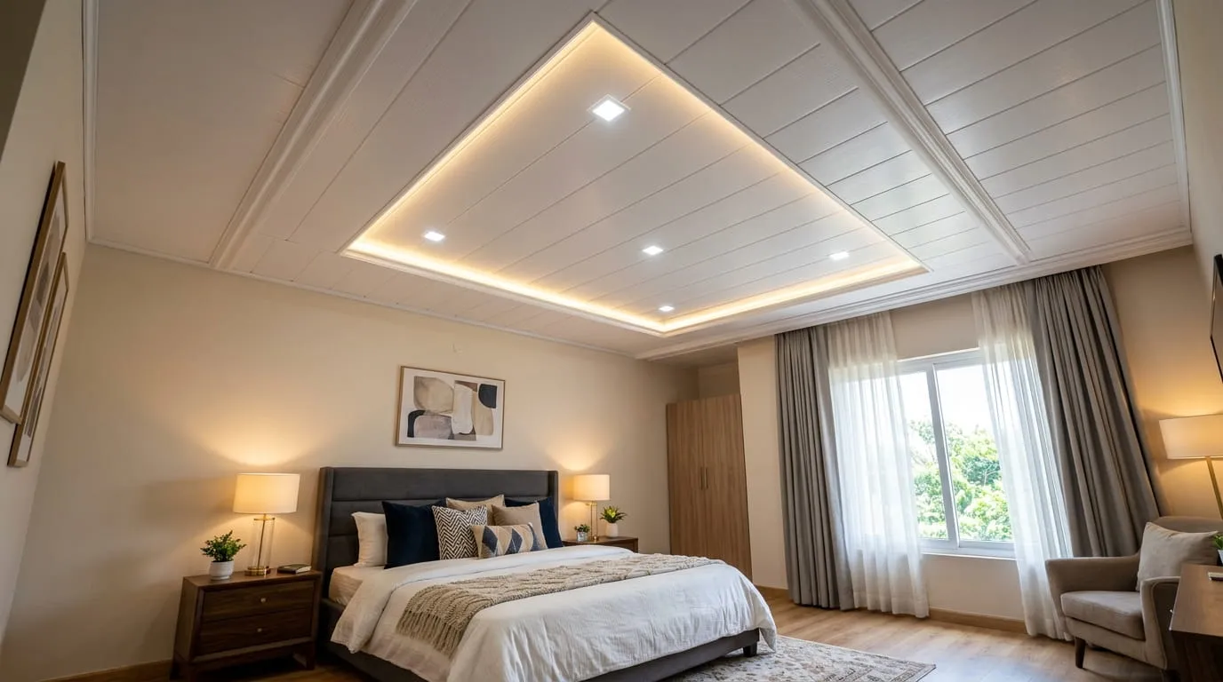 15 Desain Plafon PVC Kamar Tidur Terbaik Minimalis Mewah